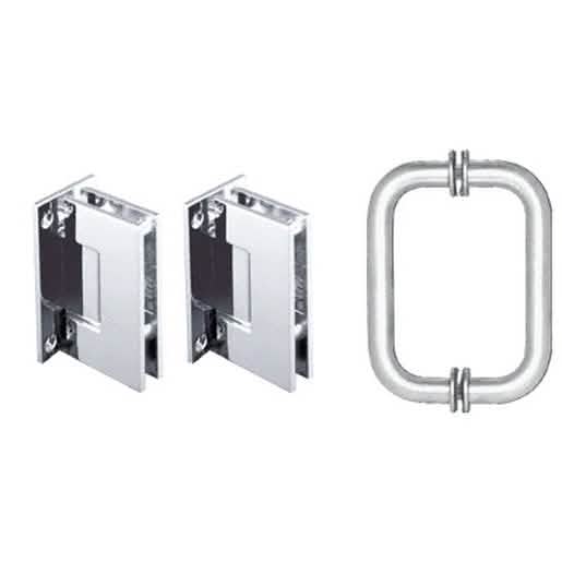 CRL Polished Chrome Geneva Shower Pull and Hinge Set - Sleek, Modern Bathroom Hardware