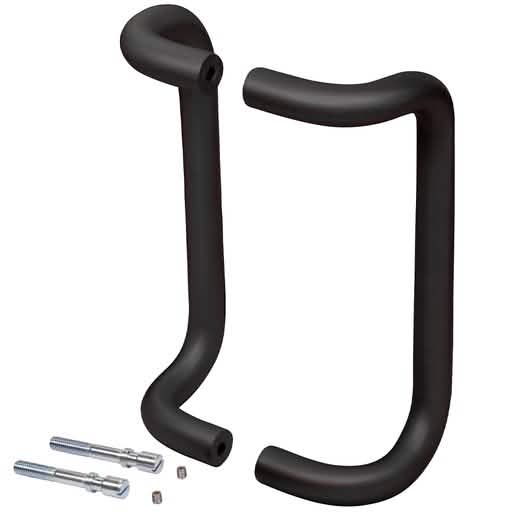 CRL 10" Dark Bronze Offset Pull Handles Back-to-Back - Sleek, modern door hardware solutio