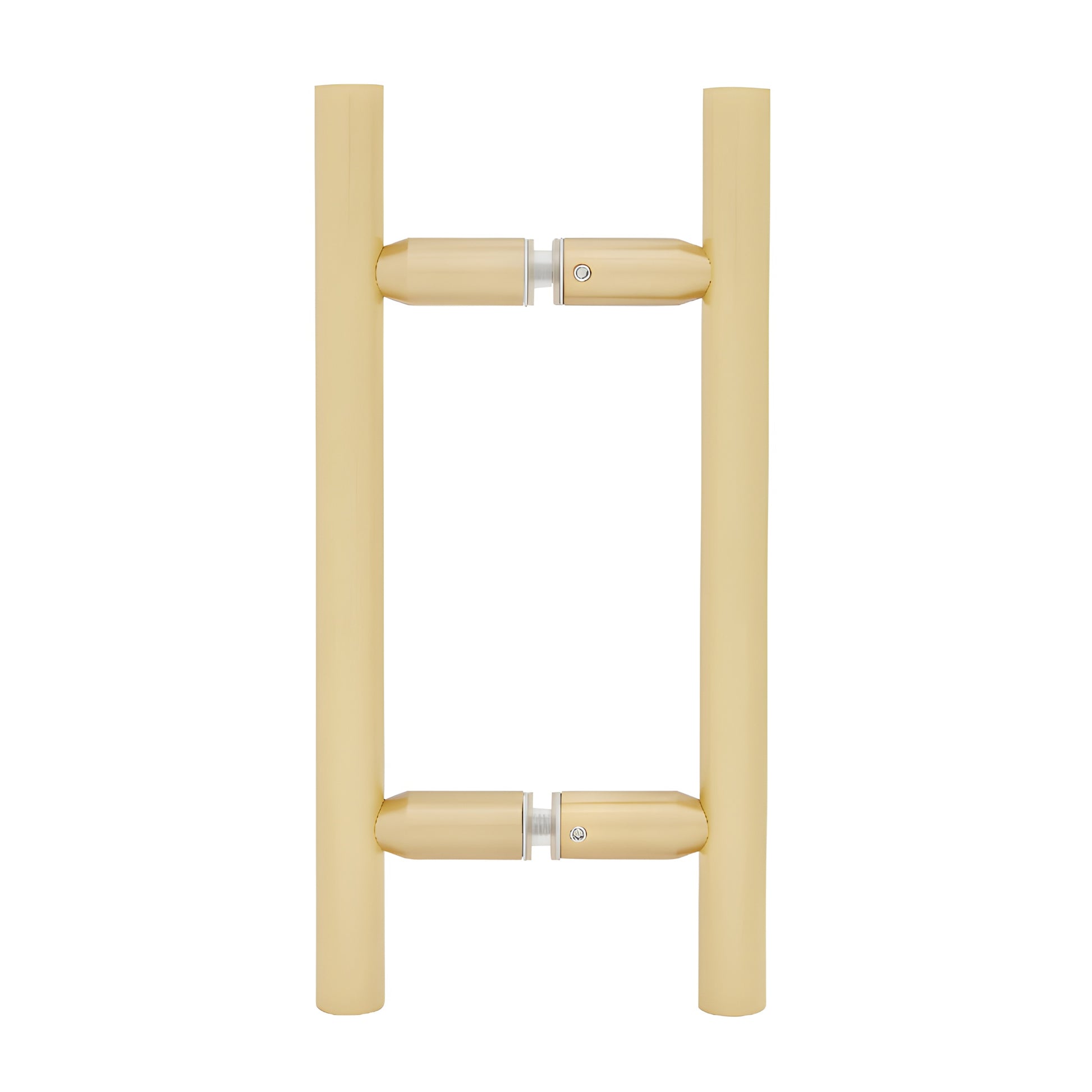 Satin brass ladder-style back-to-back shower door pull handle, 6 in. length, 3/4 in. diameter (SKU LP6X6SB)