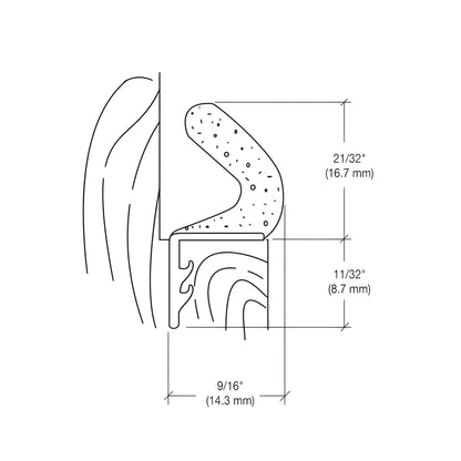 CRL E650BN82 brown Foam Tite kerf-fit door weatherseal - closed-cell TPE strip for 1/8" x 3/8" kerfs.
