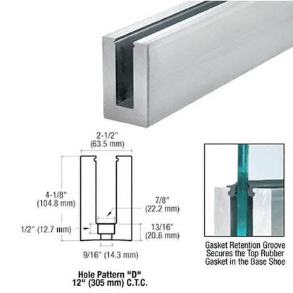 CRL B5S Series 120" Mill Aluminum Base Shoe for 1/2" Glass, Square, Drilled, Durable