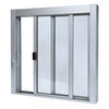 Satin anodized aluminum self-closing XO sliding service window SCDW3636X0GA, 36x36, 1/4in tempered glass, thumbturn lock