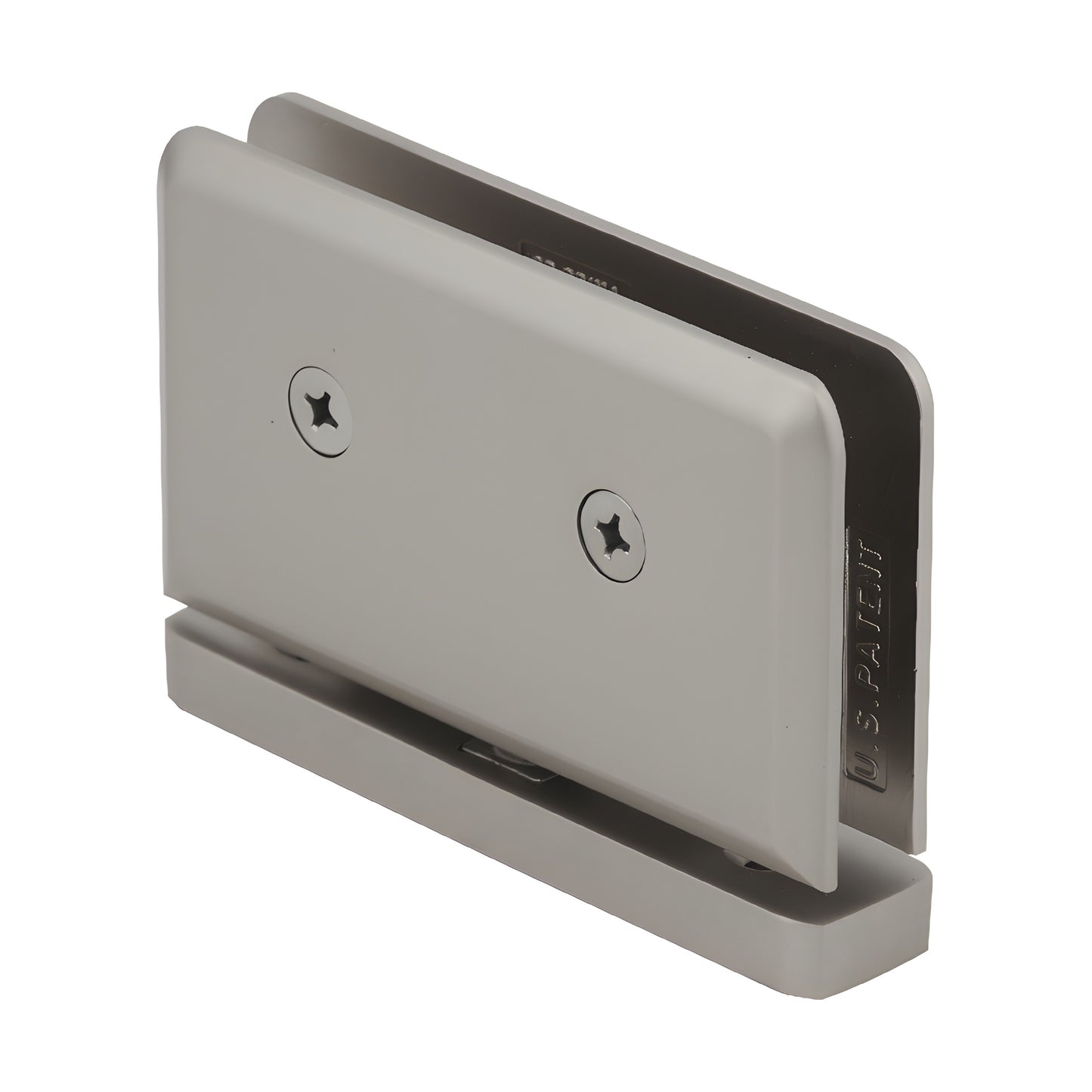 SRPPH01SN satin nickel brass pivot hinge for 1/2" (12mm) tempered glass - beveled, head/sill mount.
