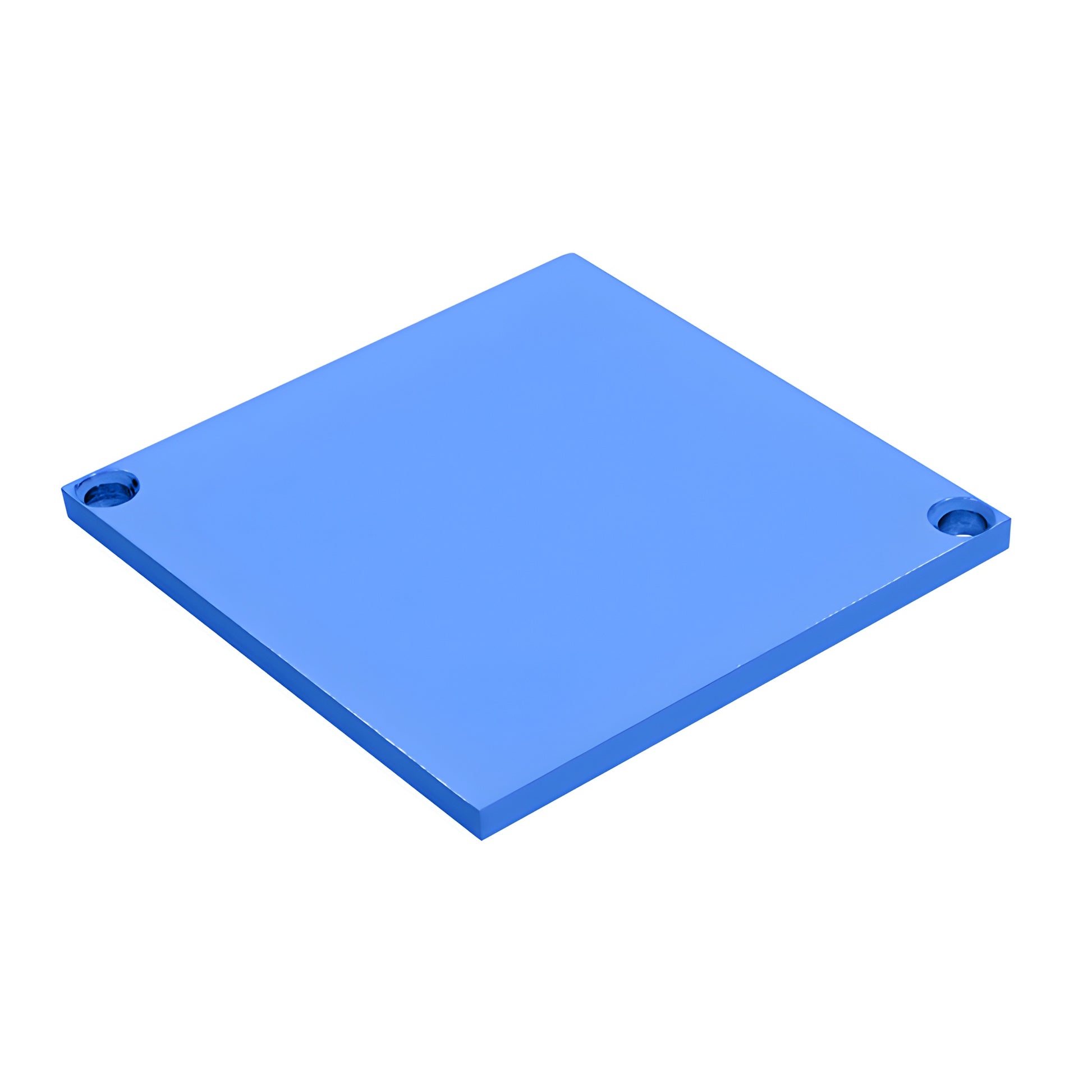 CRL Cielo CPC9C aluminum top plate, blue finish, square plate with two countersunk screw holes.