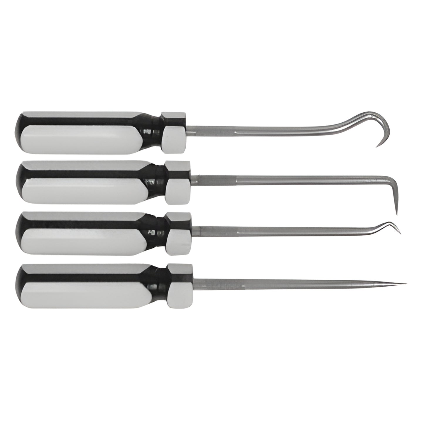 CRL Hook and Pick Set SKU 2000923 - four steel picks with black-and-white handles, assorted hook, angled and straight tips fo