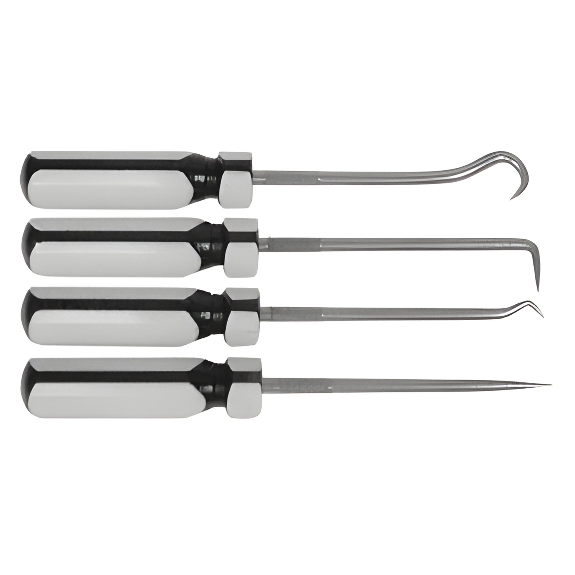 CRL Hook and Pick Set SKU 2000923 - four steel picks with black-and-white handles, assorted hook, angled and straight tips fo