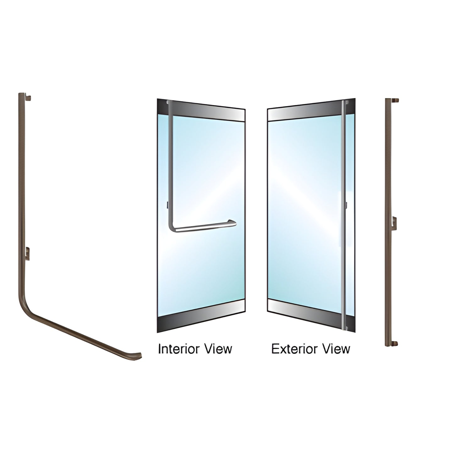 Oil rubbed bronze left-hand DRS rail-mount panic handle for 1/2-3/4" tempered glass doors, 1-1/4" dia.