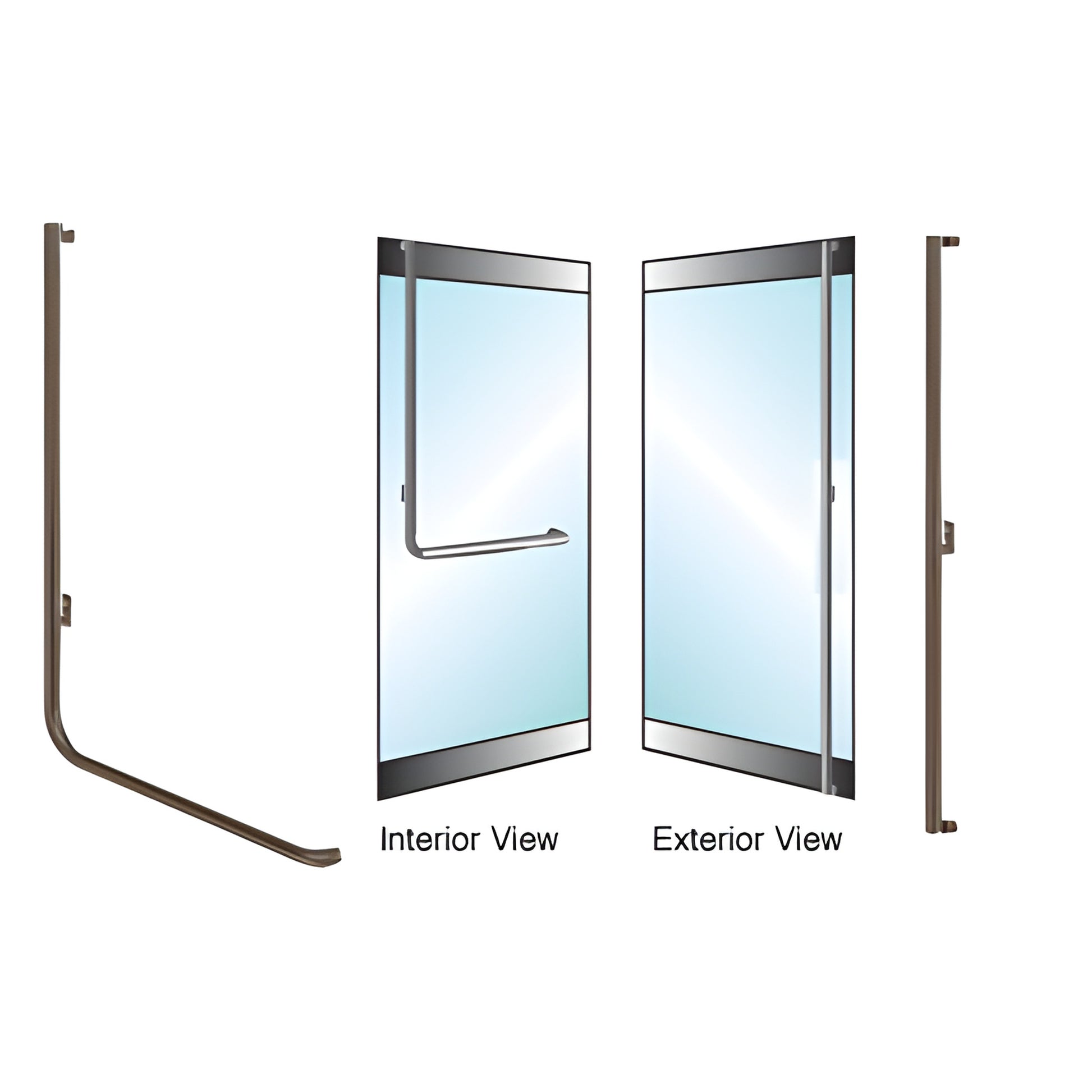 Oil rubbed bronze left-hand DRS rail-mount panic handle for 1/2-3/4" tempered glass doors, 1-1/4" dia.