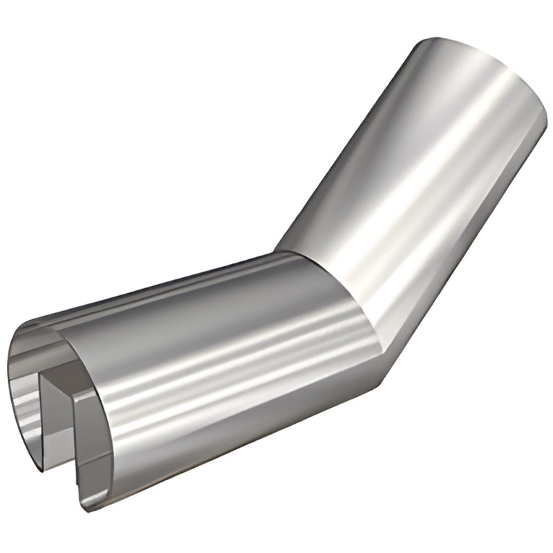 GR0RVC aluminum reverse-angle vertical corner for glass cap railing, mill finish, fits 1/2" (12mm) or 5/8" (16mm) glass.