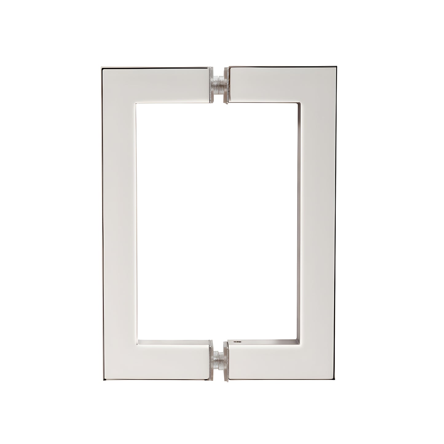 CRL SQ6X6PN polished nickel square-corner back-to-back glass pull handle, 6" c-c, 3/4" brass tube, fits 6-12mm glass