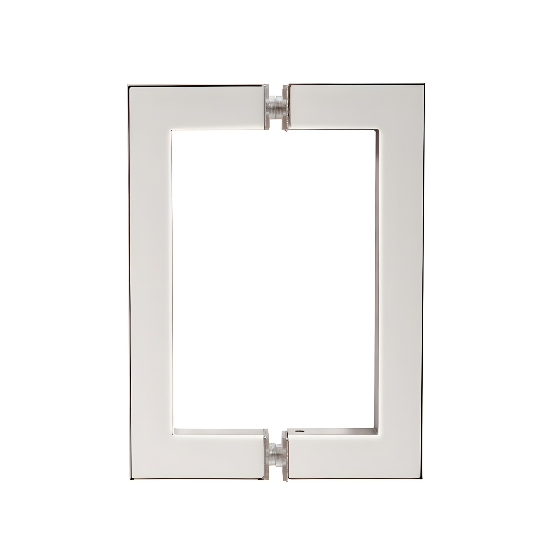 CRL SQ6X6PN polished nickel square-corner back-to-back glass pull handle, 6" c-c, 3/4" brass tube, fits 6-12mm glass