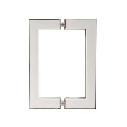 CRL SQ6X6PN polished nickel square-corner back-to-back glass pull handle, 6" c-c, 3/4" brass tube, fits 6-12mm glass