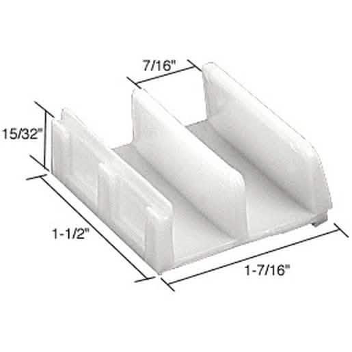 CRL 1-7/16" White Tub Enclosure Sliding Door Bottom Guide for Smooth Movement
