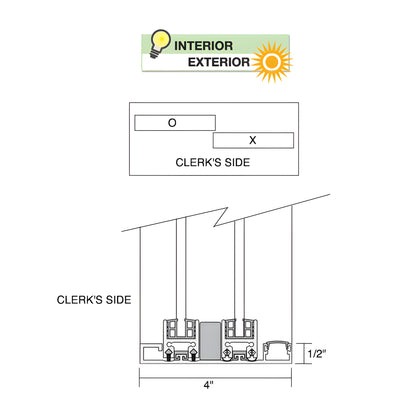 DW48440XGDU Duranodic bronze aluminum 3-panel sliding service window, 1/4" clear tempered glass, self-latching