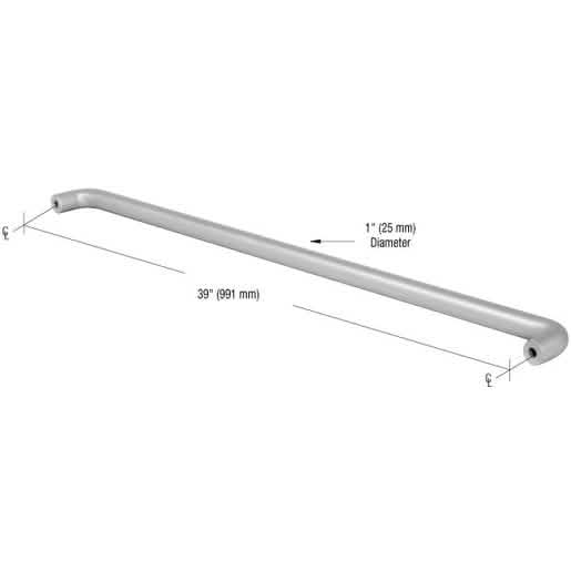 Clear anodized Astral II solid push bars for 42" single acting offset door.
