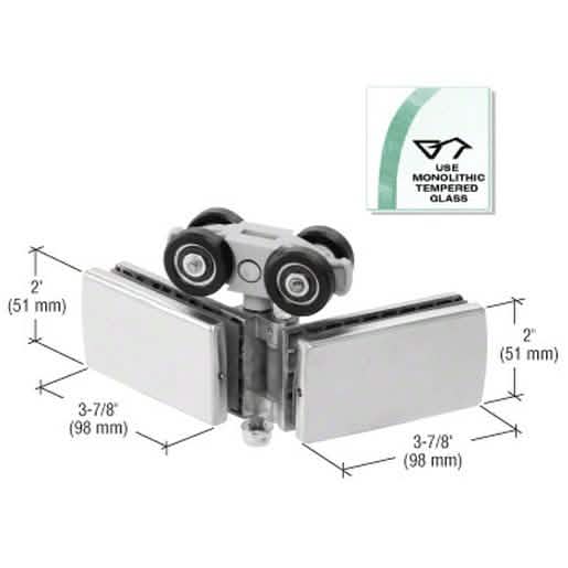 CRL Birmingham Series Top Glass-to-Glass Roller Patch for seamless glass door connections