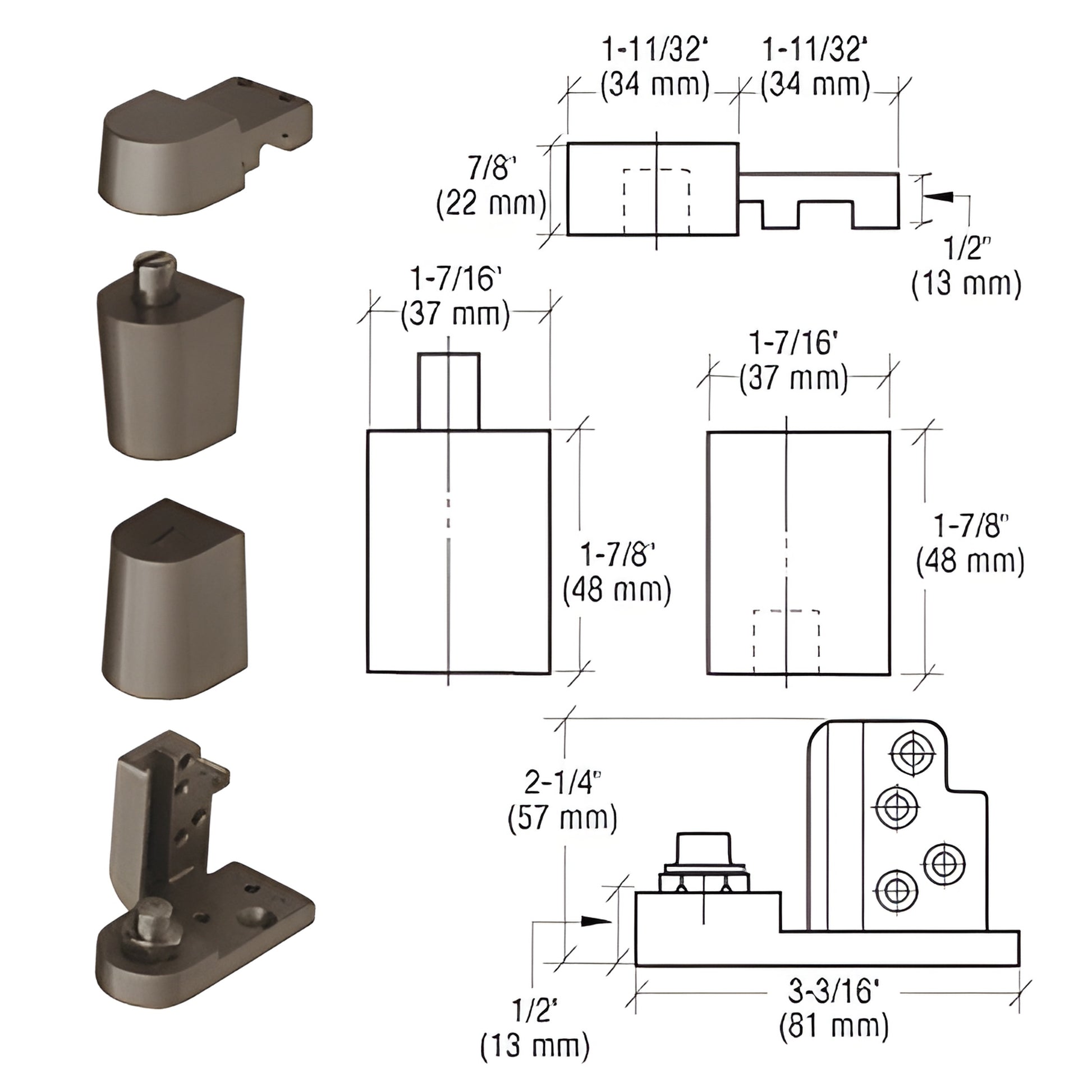 Dark bronze CRL OP70 offset pivot set for aluminum storefront doors, diecast aluminum, right hand, pivots and fasteners inclu