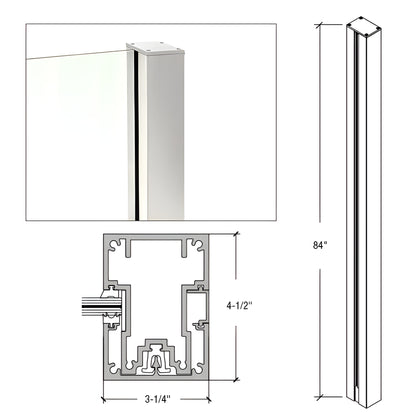 Cielo Post Windscreen System post (SKU C84EKS) silver aluminum, 84" tall, 3 1/4" W x 4 1/2" D with glass channel.