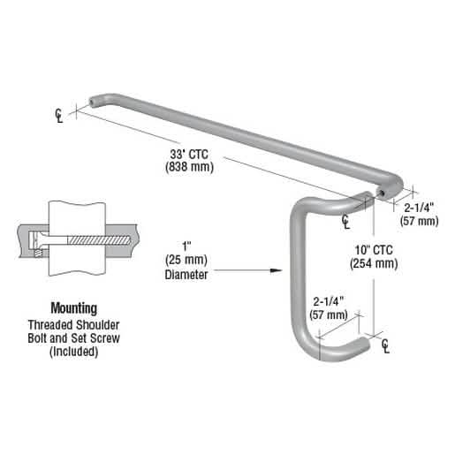 Satin Chrome Push Bar & Pull Handle Set - Sleek, Durable, Ideal for Commercial Doors