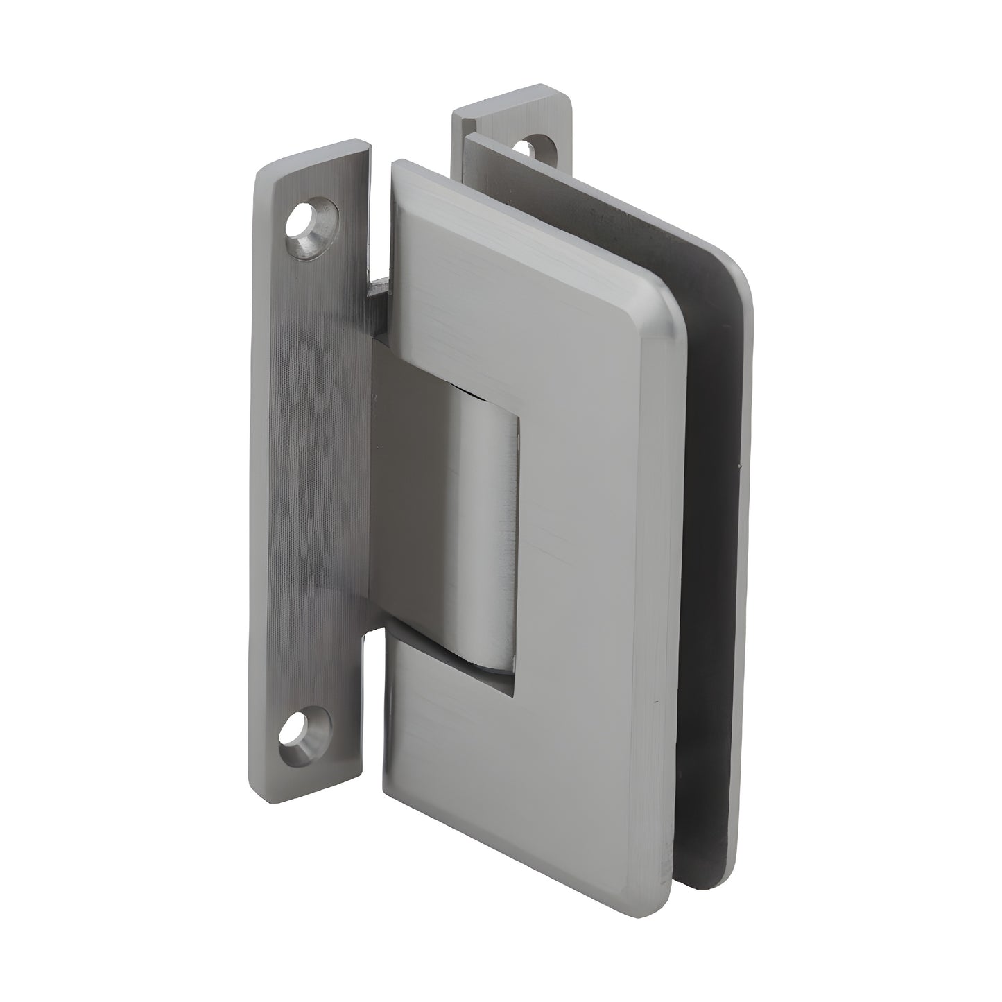 Brushed nickel shower hinge C0L537BN - solid brass, beveled wall-mount for 3/8-1/2 frameless glass