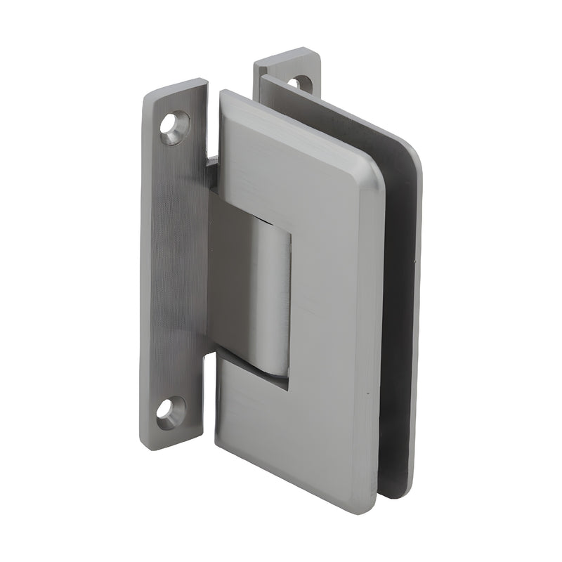 Brushed nickel shower hinge C0L537BN - solid brass, beveled wall-mount for 3/8-1/2 frameless glass