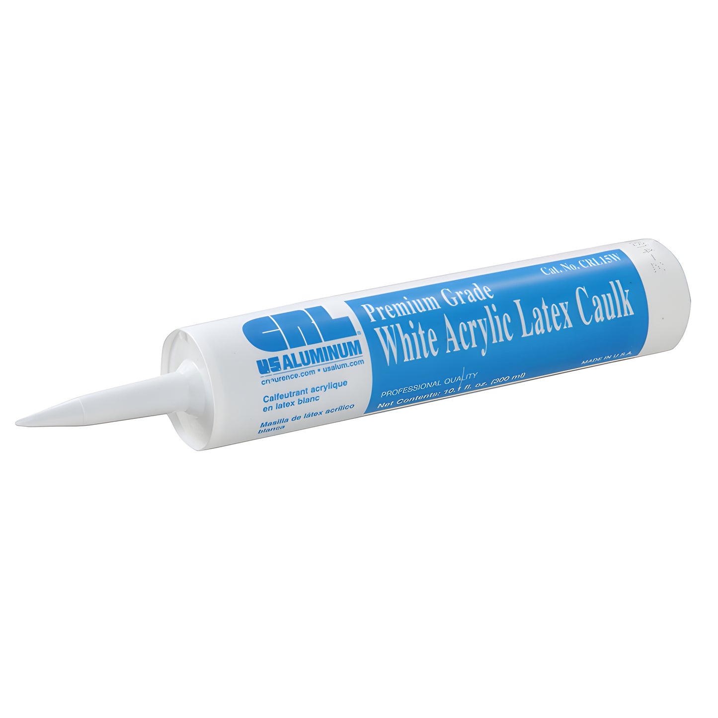 CRL15W white acrylic latex caulk cartridge, 10.1 oz tube with tapered nozzle - paintable interior sealant.