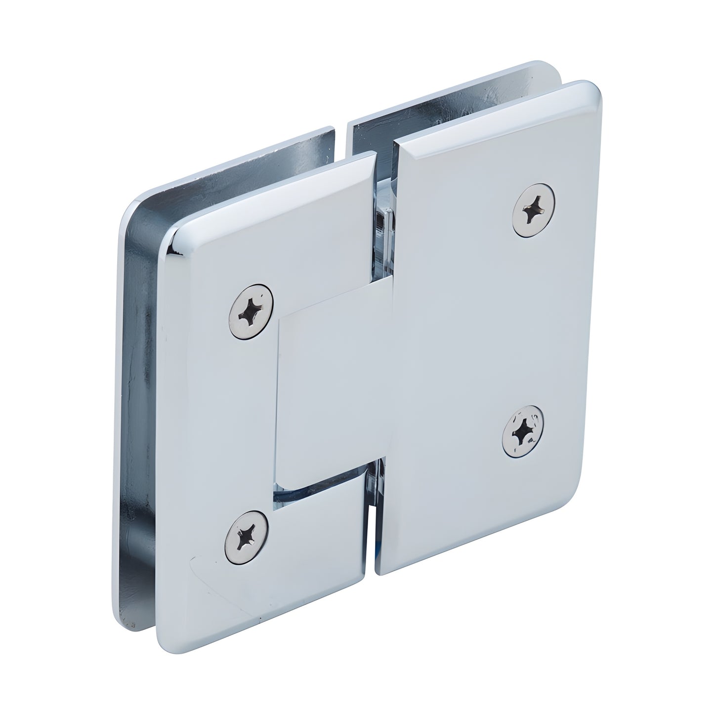 Polished chrome Cologne glass-to-glass shower hinge C0L180CH - beveled brass, fits 3/8-1/2" tempered glass
