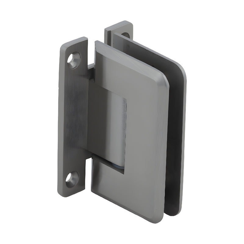 P1N037BN Pinnacle brushed-nickel brass glass shower hinge, wall-mount H plate for 8-12mm tempered glass, beveled edges