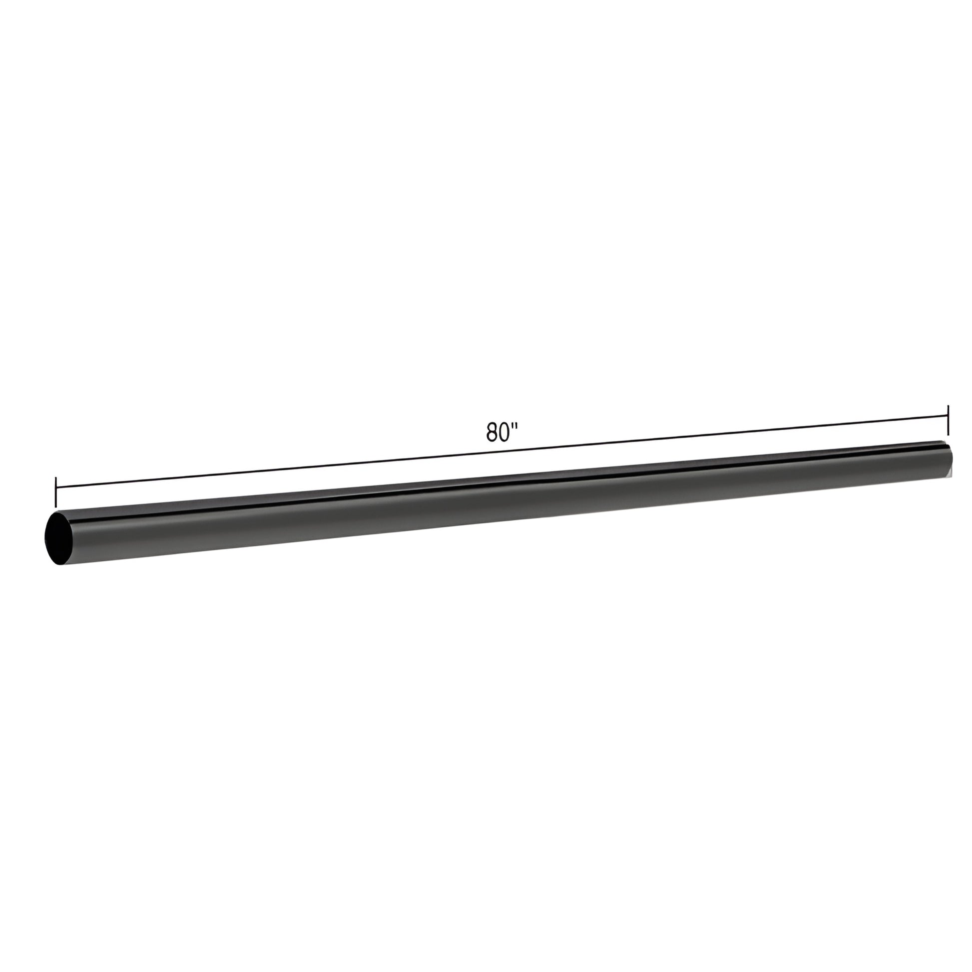 Matte black 80" (2032mm) 3/4" (19mm) brass support bar, hollow straight rod for glass supports - SKU S80MBL