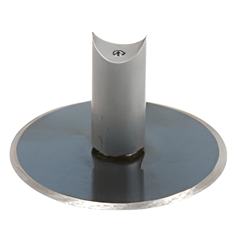 EZ1022 screw-on replacement de-glazing blade - round metal disc with short cylindrical stem and curved cutting tip.