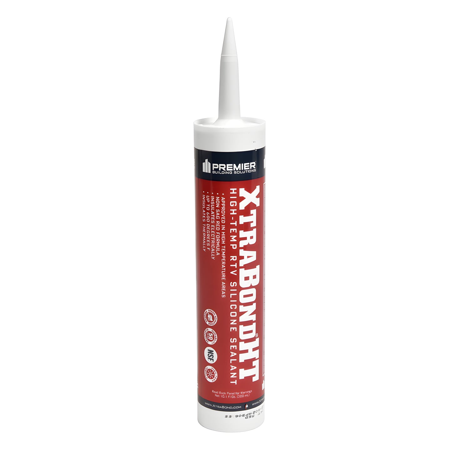 XtraBond HT red high-temp RTV silicone sealant cartridge, 10.1 oz tube with nozzle (SKU FBFX10013CRT)