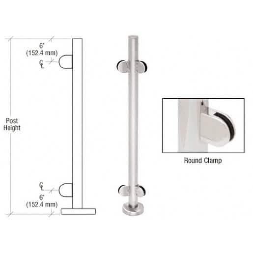 CRL Polished Stainless 36" Round Glass Clamp 135 Degree Center Post Railing Kit