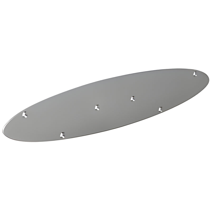 CRL silver oval end cap AW8010ECM for 17" airfoil blade, aluminum finish with screw holes.