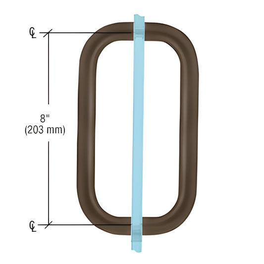 Oil-rubbed bronze solid brass 3/4" pull handle, 8" c-c, fits 6-12mm glass shower or wardrobe doors, back-to-back mount.