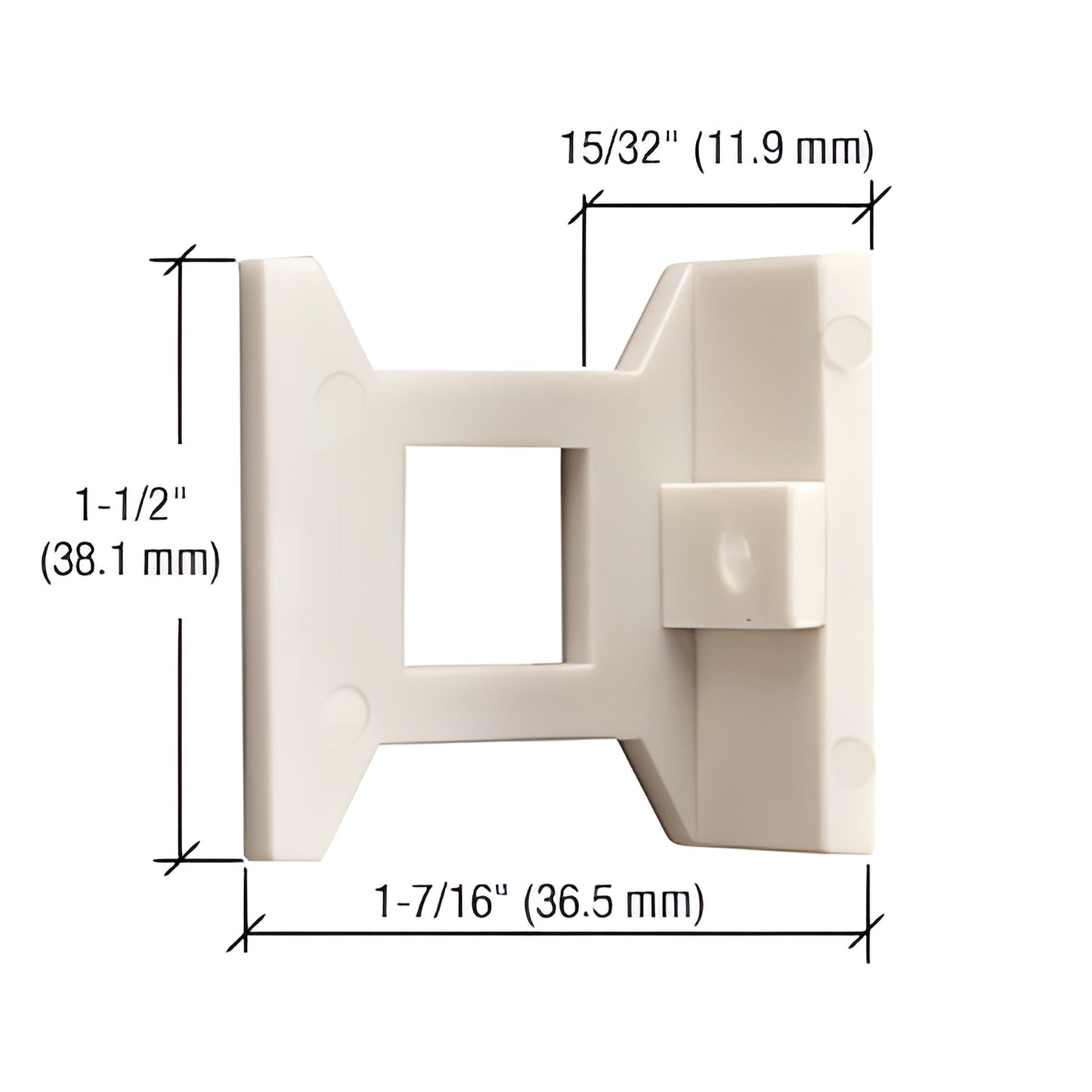 DL2210EG cream nylon flush bolt guide, face-mount replacement, 1-1/2" H x 1-7/16" L (38 36.5 mm)