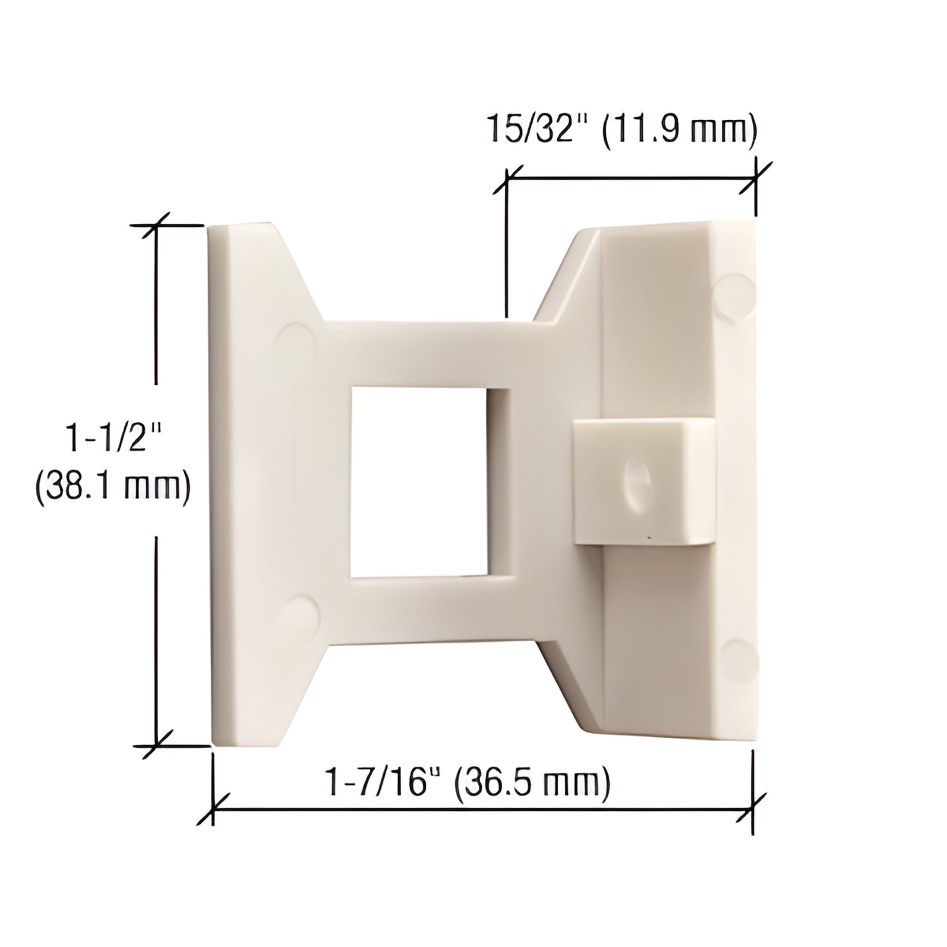 DL2210EG cream nylon flush bolt guide, face-mount replacement, 1-1/2" H x 1-7/16" L (38 36.5 mm)
