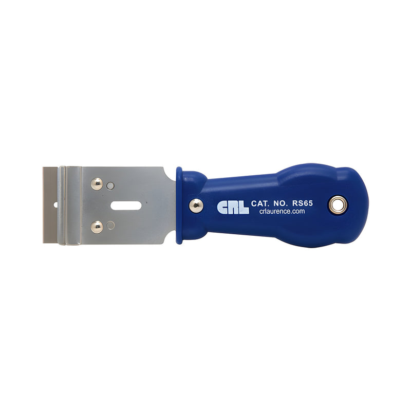 CRL RS65 razor blade scraper, blue plastic handle with metal blade holder, 6.5 in.