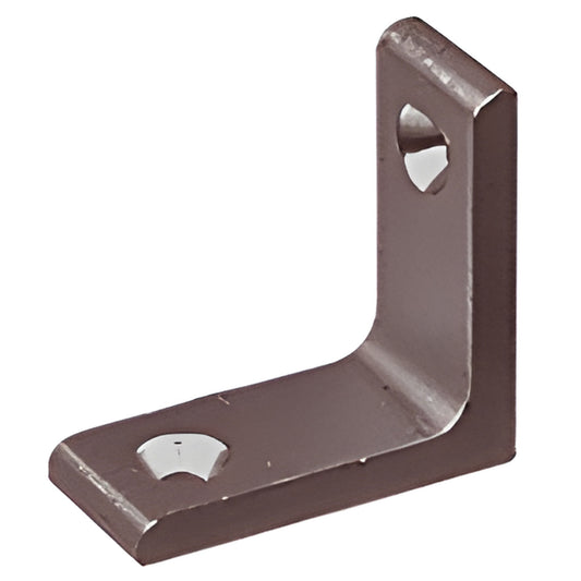 Dark bronze anodized aluminum L-brace bracket for partition posts, two countersunk holes - SKU D664DU