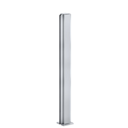 Satin anodized aluminum 24" square center partition post with full length U channel for 1/4" glass and flat top.