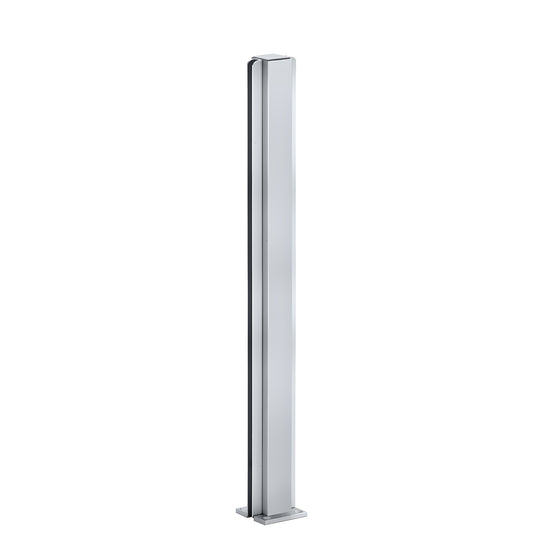Satin anodized aluminum 24" square center partition post with full length U channel for 1/4" glass and flat top.