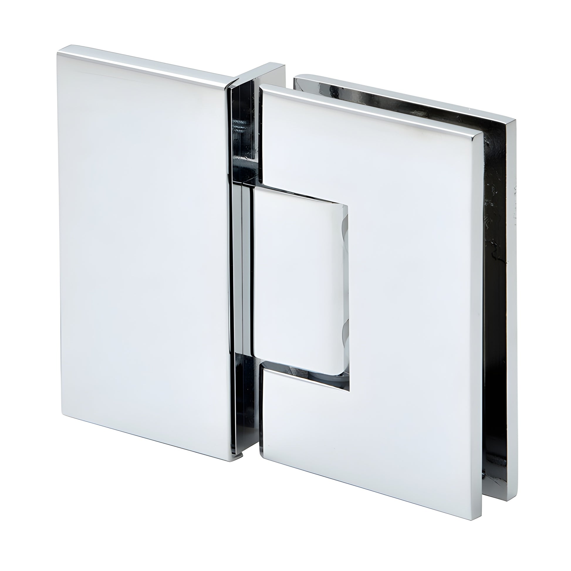 MEL054CH polished chrome square shower door hinge, solid brass, for 8-12mm (5/16-1/2") tempered glass.