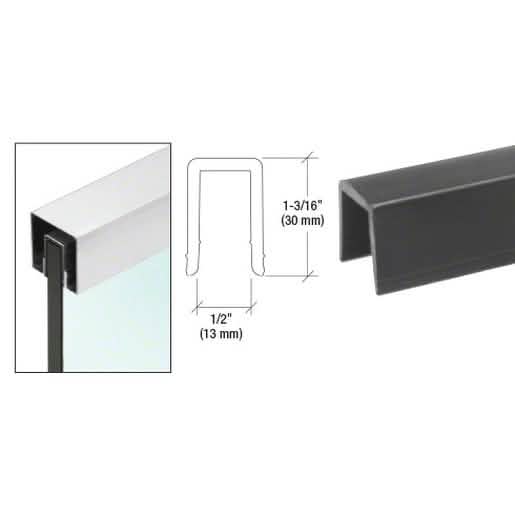 CRL Black Rigid 1/2" U-Channel Cap Rail Vinyl - 120" for sleek glass railing support