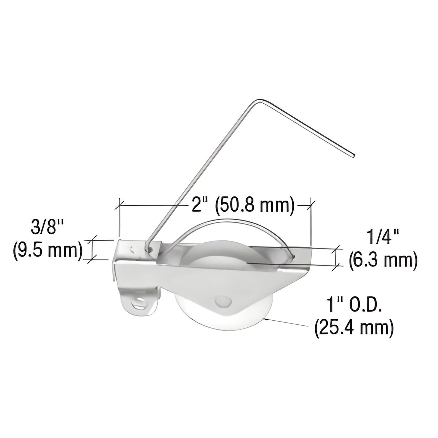CRL B541 spring-tension roller, 2" steel housing with 1" nylon concave wheel, 1/4" width - sliding door replacement.