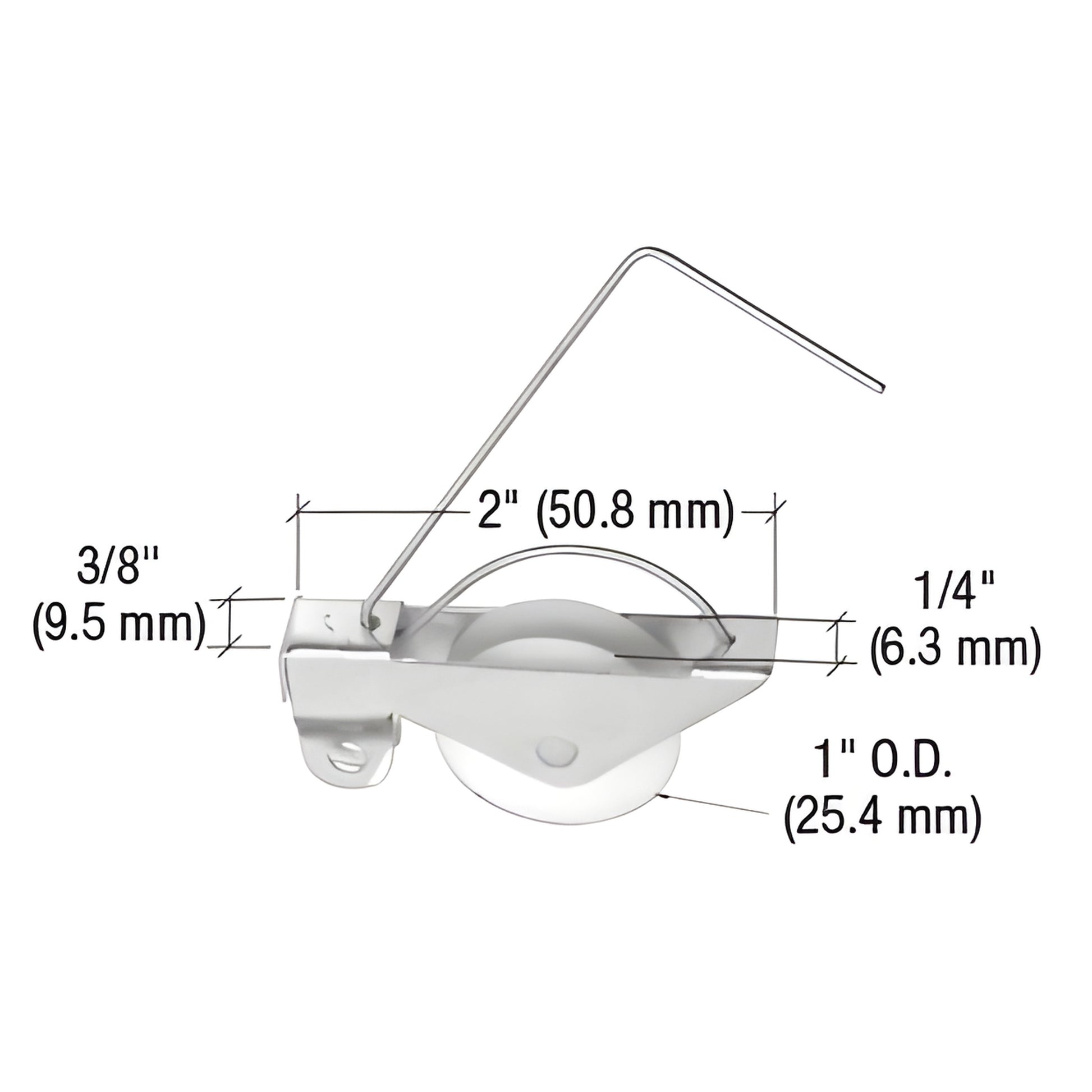 CRL B541 spring-tension roller, 2" steel housing with 1" nylon concave wheel, 1/4" width - sliding door replacement.