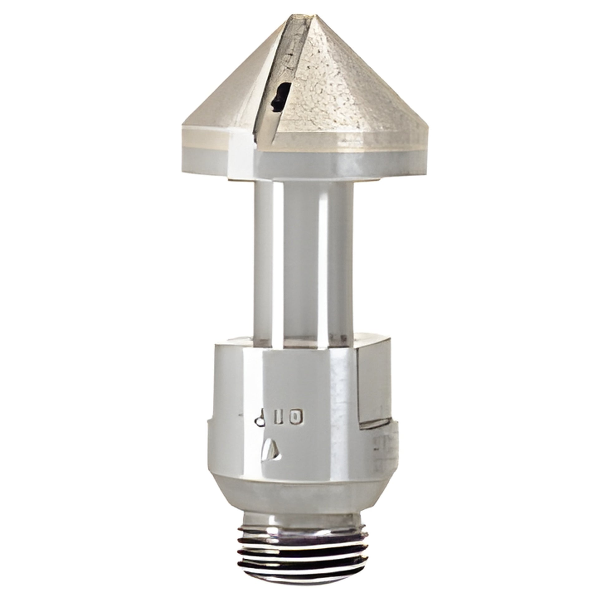 BDC112 diamond countersink, 1-1/2" Belgian shank, 90 metal-bond tip for countersinking glass, marble and granite.