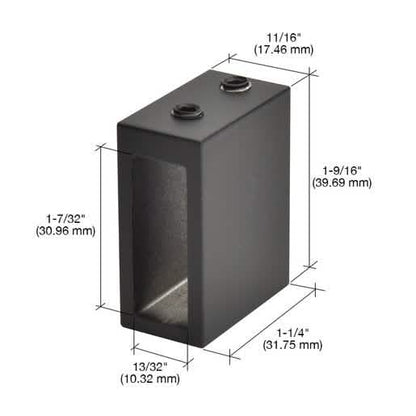 CRL Matte Black Adjustable Height Track Holder Fitting for Wall, 2-Pack, Sleek Design