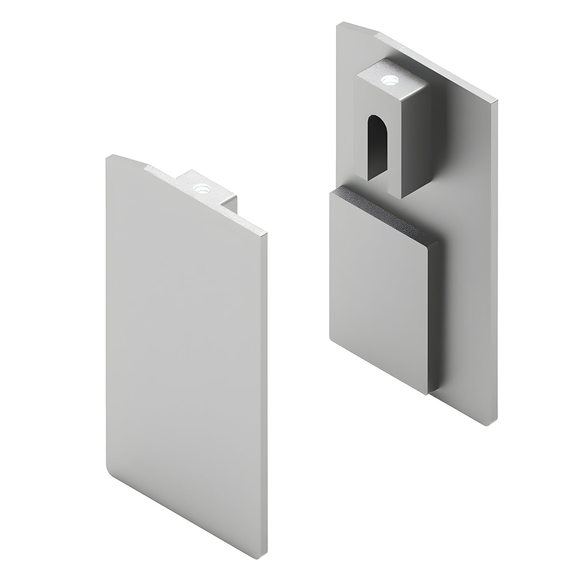 CRL70EC2 satin anodized aluminum top track end caps, pair for sliding door and partition tracks.
