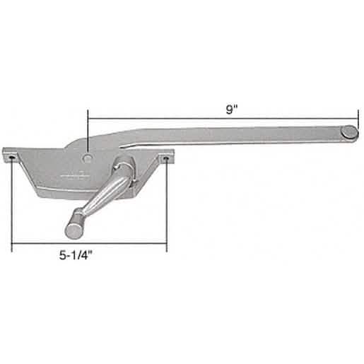 CRL Left Hand Aluminum Casement Window Operator, 9" Arm for Fenestra Windows