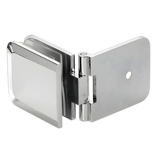 Polished chrome adjustable brass wall-mount clamp for 5/16-1/2" (8-12mm) glass, SKU ADJBEV037CH
