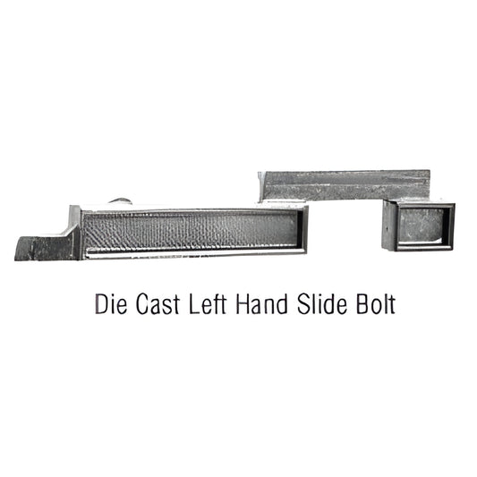 PL15492: zinc die-cast left-hand spring-loaded slide bolt for window/screen frames, silver finish (pack of 20)